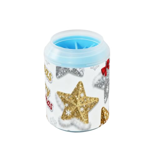 Merry Christmas Goldene Sterne, tragbarer Pfotenreiniger mit weicher Silikonbürste, Fußpflege-Zubehör für mittelgroße bis große Hunde, Zubehör für mittelgroße bis große Hunde Merry Christmas Goldene Sterne, tragbarer Pfotenreiniger mit weicher Silikonbürste, Fußpflege-Zubehör für mittelgroße bis große Hunde, Zubehör für mittelgroße bis große Hunde von Amooorous