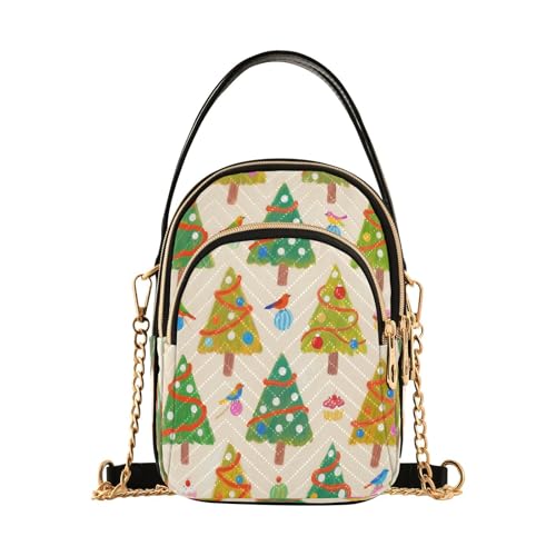 Merry Christmas Green Christmas Tree trendige Umhängetasche mit mehreren Taschen für Damen auf Reisen von Amooorous