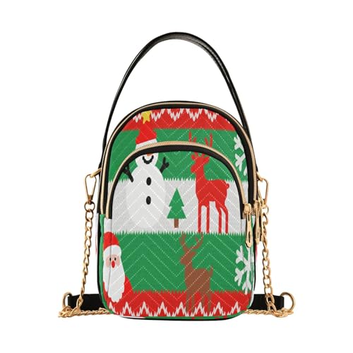 Merry Christmas Green Tree Schneemann Elch trendige Leder-Umhängetasche für Damen mit mehreren Taschen Merry Christmas Green Tree Schneemann Elch trendige Leder-Umhängetasche für Damen mit mehreren Taschen von Amooorous