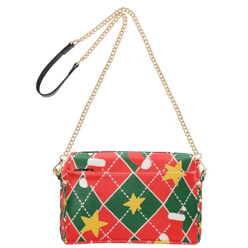 Merry Christmasred and Green Checkered Pattern Fashion Crossbody Small Bag For Women Vegan Leather Cross Body Purses Zip Shoulder Handtaschen von Amooorous