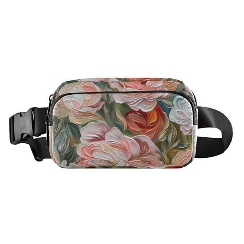 Mini-Crossbody-Tasche mit Rosen, 3D-Rosen, niedlich, für Damen und Herren, Mini-Crossbody-Sporttasche mit verstellbarem Riemen für Reisen, Fitnessstudio, Arbeit, Stereo-Rosen, 3D-Stereoskop-Stil, von Amooorous