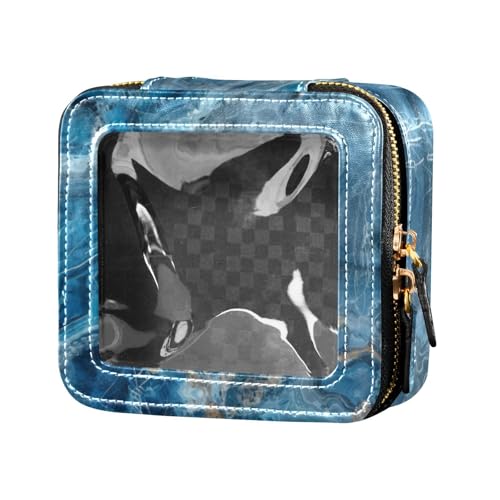 Mini-Make-up-Tasche, Marmorsteinblau, transparent, Kulturbeutel, Kosmetik-Organizer für Reisen von Amooorous
