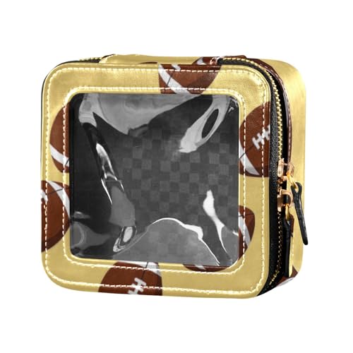 Mini-Make-up-Tasche, Motiv: brauner Fußball, klein, Kosmetiktasche für Geldbörse, Make-up-Organizer zum Fliegen von Amooorous