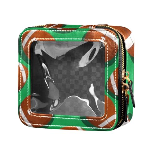 Mini-Make-up-Tasche, Reisetasche, Motiv: Fußball, Braun, für Toilettenartikel, Make-up-Organizer für Reisen von Amooorous