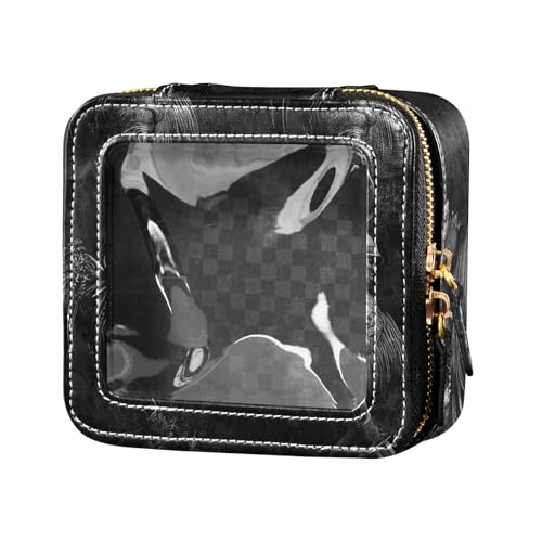 Mini-Make-up-Tasche, Retro-Stil, transparent, Reisetaschen für Toilettenartikel, Leder, Organizer für Reisen, Schwarz von Amooorous