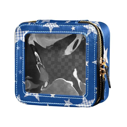 Mini-Make-up-Tasche mit Karomuster, Karomuster, transparent, klein, Kosmetiktasche für Geldbörse, Reise-Kosmetiktasche zum Fliegen von Amooorous