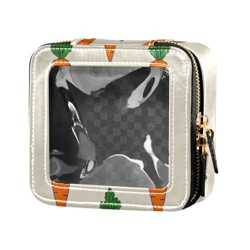 Mini-Make-up-Tasche mit Karottenmuster, transparent, Hautpflege-Tasche, Mini-Make-up-Behälter für Damen von Amooorous