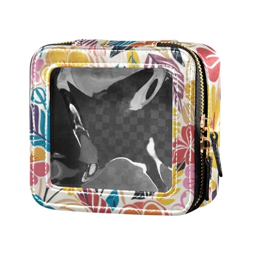 Mini-Make-up-Tasche mit bunten Hawaii-Blumen, transparent, Make-up-Tasche, Organizer, Mini-Make-up-Behälter für Reisen von Amooorous