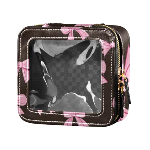 Mini-Make-up-Tasche mit eleganter Schleife, niedlich, Cartoon, transparent, Hautpflege-Tasche, Mini-Make-up-Behälter für Damen von Amooorous