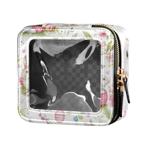 Mini-Make-up-Tasche mit niedlichem Cartoon-Motiv und Osterhasen, transparent, Kosmetiktasche, Make-up-Organizer für Reisen von Amooorous