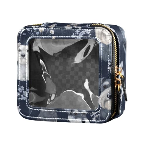 Mini-Make-up-Tasche mit niedlichem Schnauzer-Motiv, Cartoon-Design, transparent, Kulturbeutel, Make-up-Organizer zum Fliegen von Amooorous