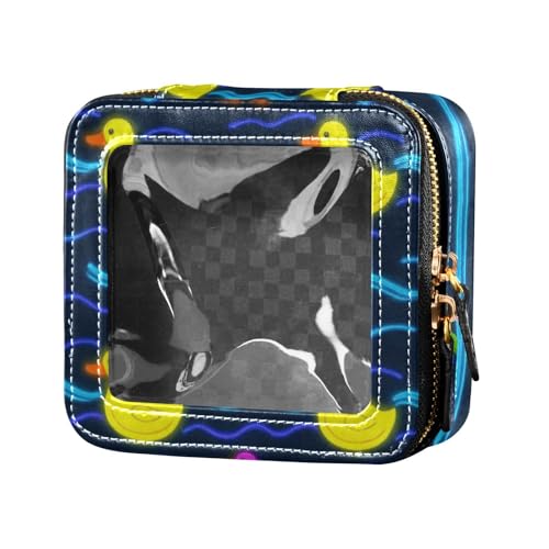 Mini-Make-up-Tasche mit niedlichem Tiermotiv, bunt, fluoreszierend, transparent, Reise-Kulturbeutel, tragbarer Make-up-Organizer für Reisen von Amooorous