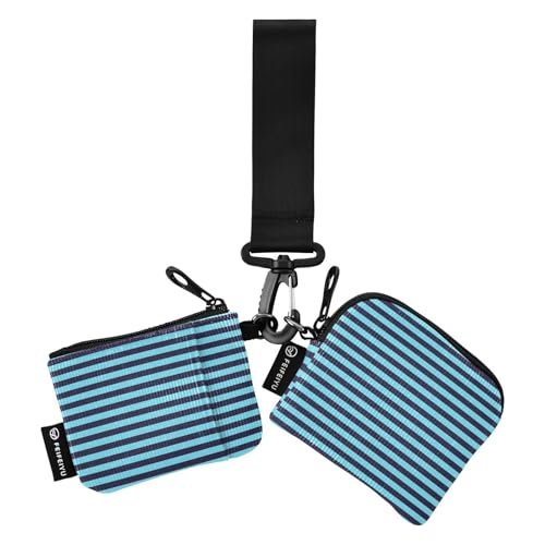 Minimalistische Streifen in Blau und Schwarz Damen Geldbörsen Kartenetuis Mini Fashion Kartenhalter mit Reißverschluss Münzfach für Frauen 2 Packungen, Minimalistische Streifen in Blau und Schwarz, 1 von Amooorous