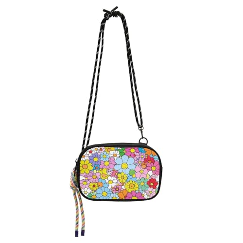 Minimalistische Umhängetasche mit bunten Blumen, für Herren, wasserdicht, mit Kreditkartenfächern, Kuriertasche, Crossbody-Tasche, Datum, Bolso Para Mujer von Amooorous