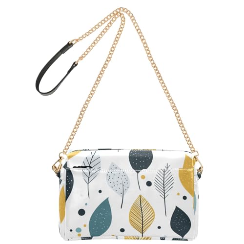 Moderne Umhängetasche mit frischen Blättern, modisch, klein, veganes Leder, Geldbörse für Teenager, wasserdicht, Schultertasche für Reisen von Amooorous