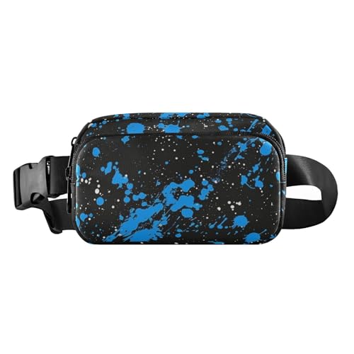 Modische Bauchtasche für Damen und Herren, große Kapazität, Crossbody-Sporttasche mit verstellbarem Riemen, für Radfahren, Wandern, Fitnessstudio, Blaue und schwarze Tintenmalerei, 1 size von Amooorous
