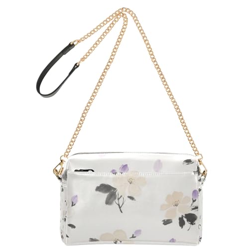 Modische Crossbody-Tasche für Damen, Blumenmuster, veganes Leder, wasserdicht, Schultertasche, Crossover-Tasche, Weiß von Amooorous
