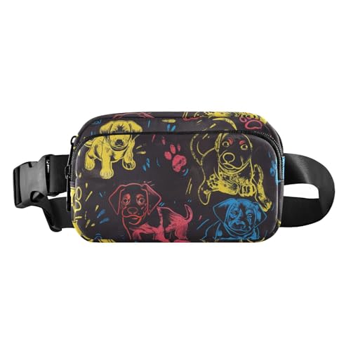 Modische Hüfttasche mit Welpen-Aufdruck, Bauchtasche für Damen und Herren, wasserabweisend, Crossbody-Sporttasche mit verstellbarem Riemen für Reisen, Laufen, Wandern, Welpen-Aufdrucke, 1 size von Amooorous