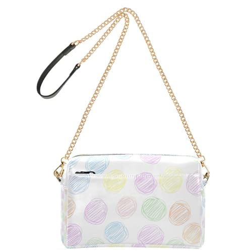 Modische Schultertasche mit Cartoon-Motiv, niedlich, bunte Kreise, veganes Leder, Damen-Geldbörse, Reißverschluss, Schultertasche von Amooorous