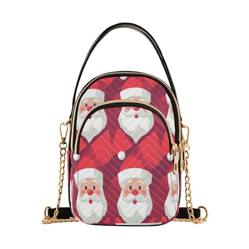 Modische Umhängetasche mit Weihnachtsmann-Design, geometrischer Stil, mit mehreren Taschen, Handtasche für Damen und Erwachsene von Amooorous