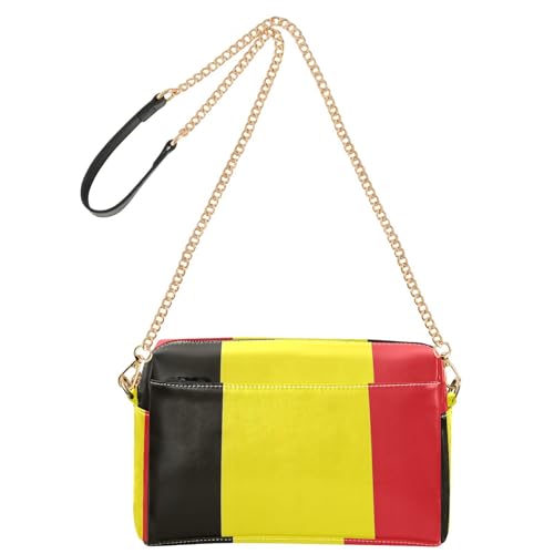 Modische Umhängetasche mit belgischer Flagge, veganes Leder, Damen-Geldbörse, Cross-Body-Reißverschluss, Schultertasche für Reisen von Amooorous
