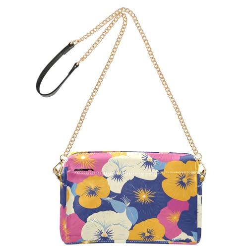 Modische Umhängetasche mit bunten Blumen für Damen, veganes Leder, Umhängetasche, Reißverschluss, Schultertasche, Crossover-Tasche von Amooorous