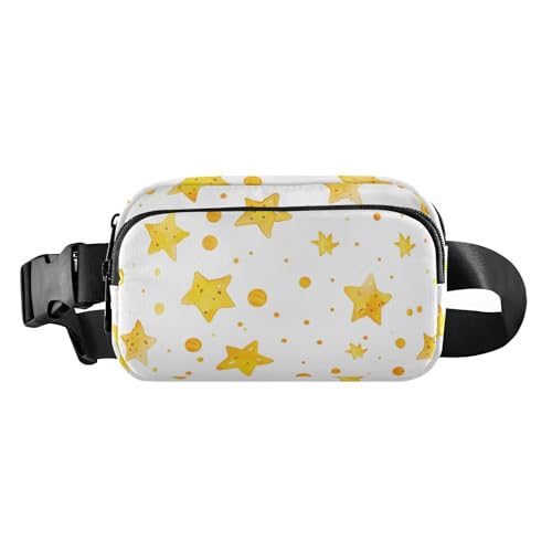 Modische Umhängetasche mit gelbem Stern und Luftblasen, für Damen und Herren, Mini-Crossbody-Gürteltasche mit verstellbarem Riemen für Workout, Laufen, Wandern, Gelbe Sternblase, 1 size von Amooorous