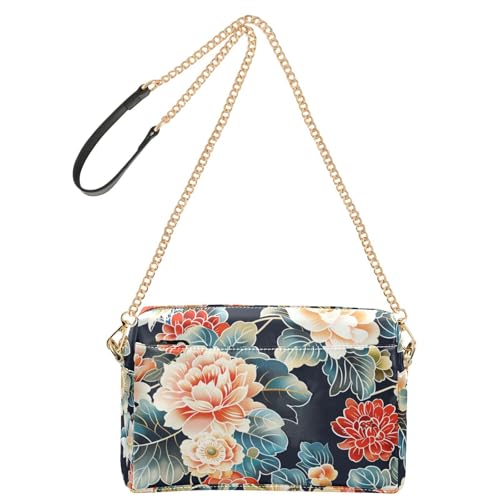Modische Umhängetasche mit japanischer Blumenblüte für Damen, veganes Leder, Geldbörse, wasserdicht, Schultertasche, Crossover-Tasche von Amooorous