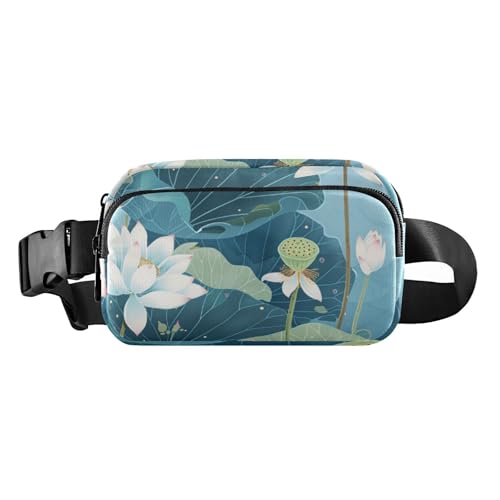Moonlight über Blumenteich, modische Umhängetasche, Hüfttasche für Damen und Herren, kleine Bauchtasche mit verstellbarem Riemen für Einkaufen, Sport, Arbeit, Mondlicht über Blumenteich, 1 size von Amooorous