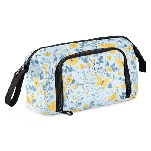 Multi-Small Flowers Butterflies Yellow and Light Blue Large Pencil Case Large Capacity Hard Pencil Case with Slot Pencil Case Cosmetic for College Student Travel Multi-Small Flowers Butterflies Yellow and Light Blue Large Pencil Case Large Capacity Hard Pencil Case with Slot Pencil Case Cosmetic for College Student Travel von Amooorous