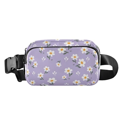 Nahtlose Gürteltasche mit Blumenmuster und weißem Feld, für Damen und Herren, wasserabweisend, Reisezubehör mit verstellbarem Gurt, für Radfahren, Wandern, Fitnessstudio, Nahtlose Blume und weißes von Amooorous