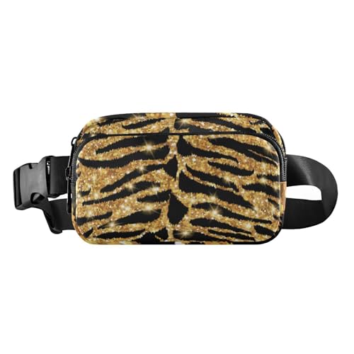 Nahtlose Gürteltasche mit goldfarbenem Tiger-Motiv, trendige Gürteltasche für Damen und Herren, große Kapazität, Crossbody-Tasche mit verstellbarem Gurt, für Reisen, Fitnessstudio, Arbeit, Nahtloses von Amooorous