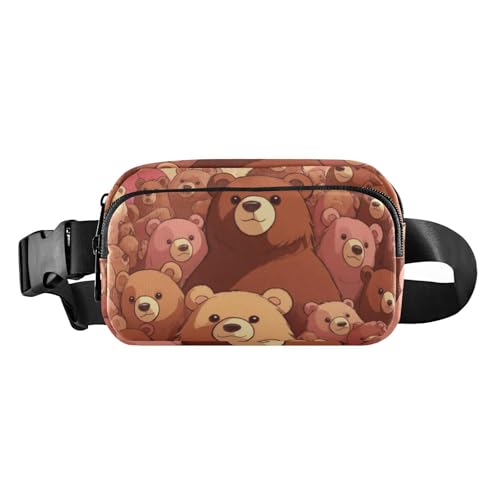 Niedliche Bauchtasche mit Cartoon-Bär-Motiv, für Herren und Damen, kleine Crossbody-Gürteltasche mit verstellbarem Riemen für Reisen, Fitnessstudio, Arbeit, Cartoon-Bär, 1 size von Amooorous