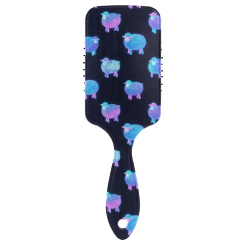 Niedliche Cartoon-Bürsten für Männer, mit niedlichem blau-neonfarbenem Schaf, niedliche Bürsten für Männer, Kopfhautmassage zum Föhnen, mit ergonomischem Griff, Cepillo Anti-Frizz para cabello von Amooorous