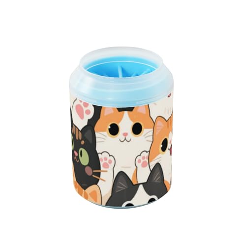Niedliche Cartoon-Katze, tragbar, Pfotenreiniger-Becher mit weicher Massagebürste, Haustierpflege-Zubehör für kleine und mittelgroße Hunde, Limpiador de patas para perro von Amooorous