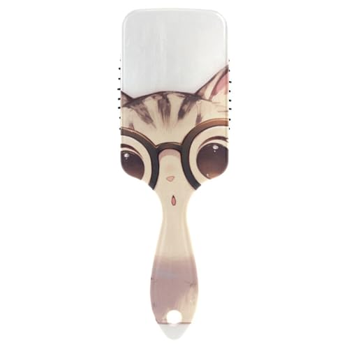 Niedliche Cartoon-Katze mit Brille, niedliche Bürsten für schwarze Frauen, Kopfhautmassage für lockiges Haar mit ergonomischem Griff, Cepillo para peinar von Amooorous