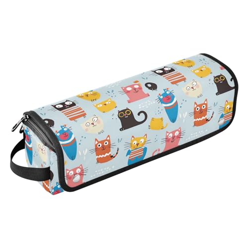 Niedliche Cartoon-Katzen im Boho-Stil, bunt, 2-in-1-Haar-Werkzeug-Organizer mit hitzebeständigem Pad, tragbarer Haarstyling-Werkzeug-Organizer für Glätteisen, heiße Werkzeuge und Haarpflege-Zubehör von Amooorous