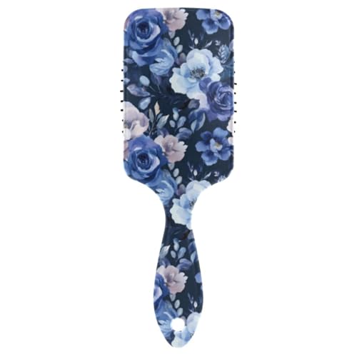 Niedliche Haarbürsten für schwarze Frauen mit Blumenmuster für dünner werdendes Haar mit ergonomischem Griff, Marineblau Niedliche Haarbürsten für schwarze Frauen mit Blumenmuster für dünner werdendes Haar mit ergonomischem Griff, Marineblau von Amooorous