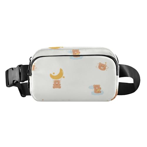 Niedliche Hüfttasche mit Cartoon-Motiv und Braunbär und Universum, für Herren und Damen, Mehrzweck-Tragetasche, Brusttasche mit verstellbarem Gurt, für Workout, Laufen, Wandern, Cartoon Braunbär und von Amooorous
