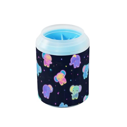 Niedlicher, farbenfroher fluoreszierender Neon-Elefant, wiederverwendbarer Hunde-Fußreiniger-Becher mit Silikonbürste, weiches Haustier-Reinigungsset für Hunde und Katzen, Cepillos para perros von Amooorous