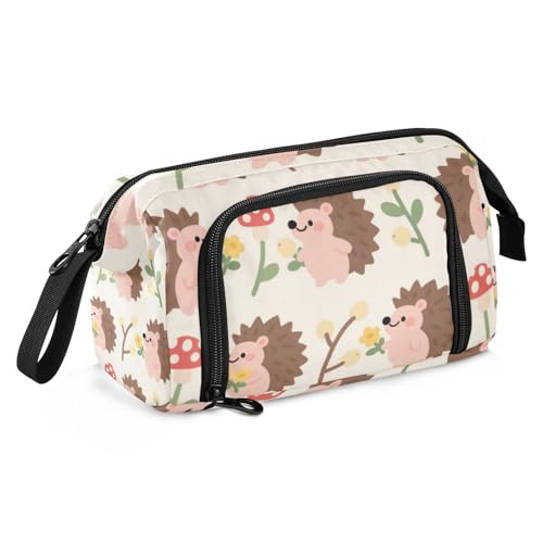 Niedliches Cartoon-Igel-Federmäppchen mit großem Fassungsvermögen, Schreibwaren-Federmäppchen mit Fach für Mädchen, High School von Amooorous