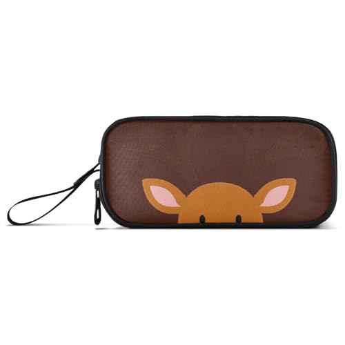 Niedliches Elch-Hirsch-Federmäppchen aus Nylon für Teenager, Mädchen, großes Fassungsvermögen, Federmäppchen mit Fächern, Schreibwaren-Organizer für High School Man von Amooorous