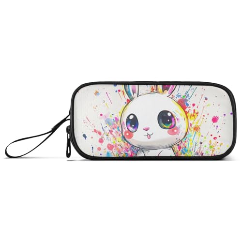 Niedliches Kaninchen-Nylon-Federmäppchen für Kinder, hohe Kapazität, Federmäppchen für Teenager, Schule, Schreibwaren für College-Jungen von Amooorous