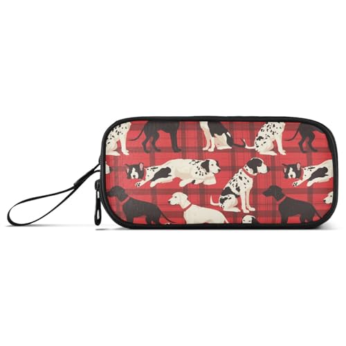Niedliches rotes Cartoon-Welpen-Nylon-Federmäppchen, Schulbedarf, große Kapazität, Federmäppchen, Schreibwaren für Mädchen der Mittelschule von Amooorous