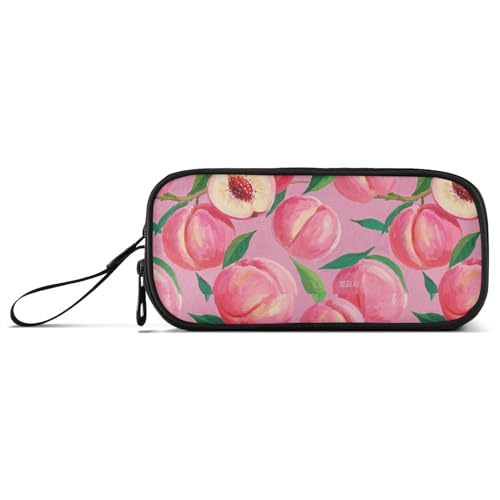 Ölgemälde Feeling Pfirsich Pfirsich Nylon Federmäppchen für Teenager Große Kapazität Reißverschluss Federmäppchen Schreibwaren Tasche für High School Mädchen von Amooorous