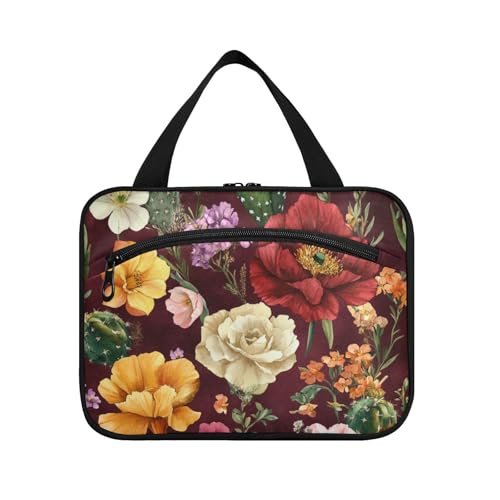 Ölgemälde mit Retro-Blumen zum Aufhängen für Herren mit Haken, Designer-Kosmetiktasche für Accessoires für Frauen, Arbeiten, Größe L von Amooorous