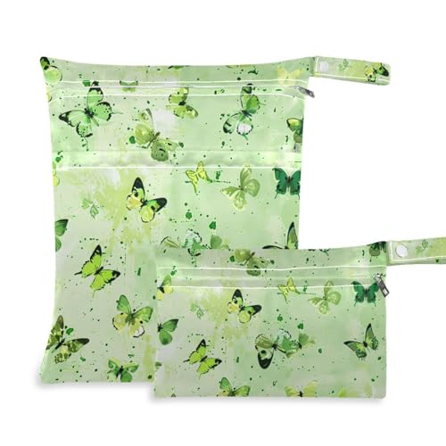 Ölgemälde mit Retro-grünem Schmetterling-Feeling, wiederverwendbar, wasserdicht, 2 Stück, Reiseutensilien zum Fliegen, mit Griffen für Pool, Yoga Ölgemälde mit Retro-grünem Schmetterling-Feeling, wiederverwendbar, wasserdicht, 2 Stück, Reiseutensilien zum Fliegen, mit Griffen für Pool, Yoga von Amooorous