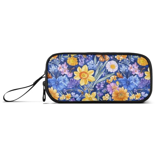 Ölgemälde mit gelben Retro-Sonnenblumen, Nylon-Federmäppchen mit großer Kapazität, Federmäppchen für Mädchen, Schreibwaren für adrette Schulkinder von Amooorous