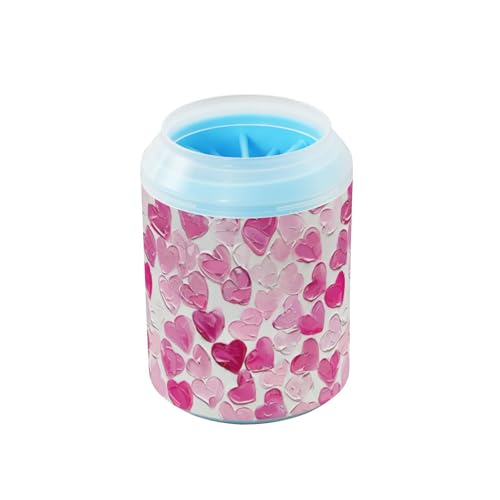 Ölgemälde mit rosa Valentine Love, wiederverwendbarer Pfotenreiniger, weiche Silikonborsten, Haustier-Reinigungsset für kleine, mittelgroße und große Rassen, Hunde/Katzen, lavadora de patas para von Amooorous