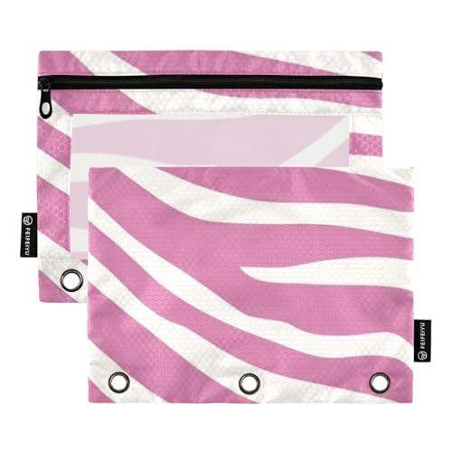 Ordner mit transparentem Fenster, pfirsichfarben und weiß, großes Federmäppchen, klares Fenster und Ösen, 3-fach gelocht, zur Aufbewahrung von Schul- und Bürobedarf, mehrfarbig, 2 Stück von Amooorous